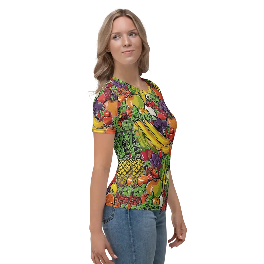 Tropical Market on Women's Crew Neck T-Shirt — Right