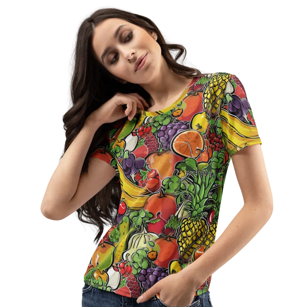 Tropical Market on Women's Crew Neck T-Shirt — Left Front