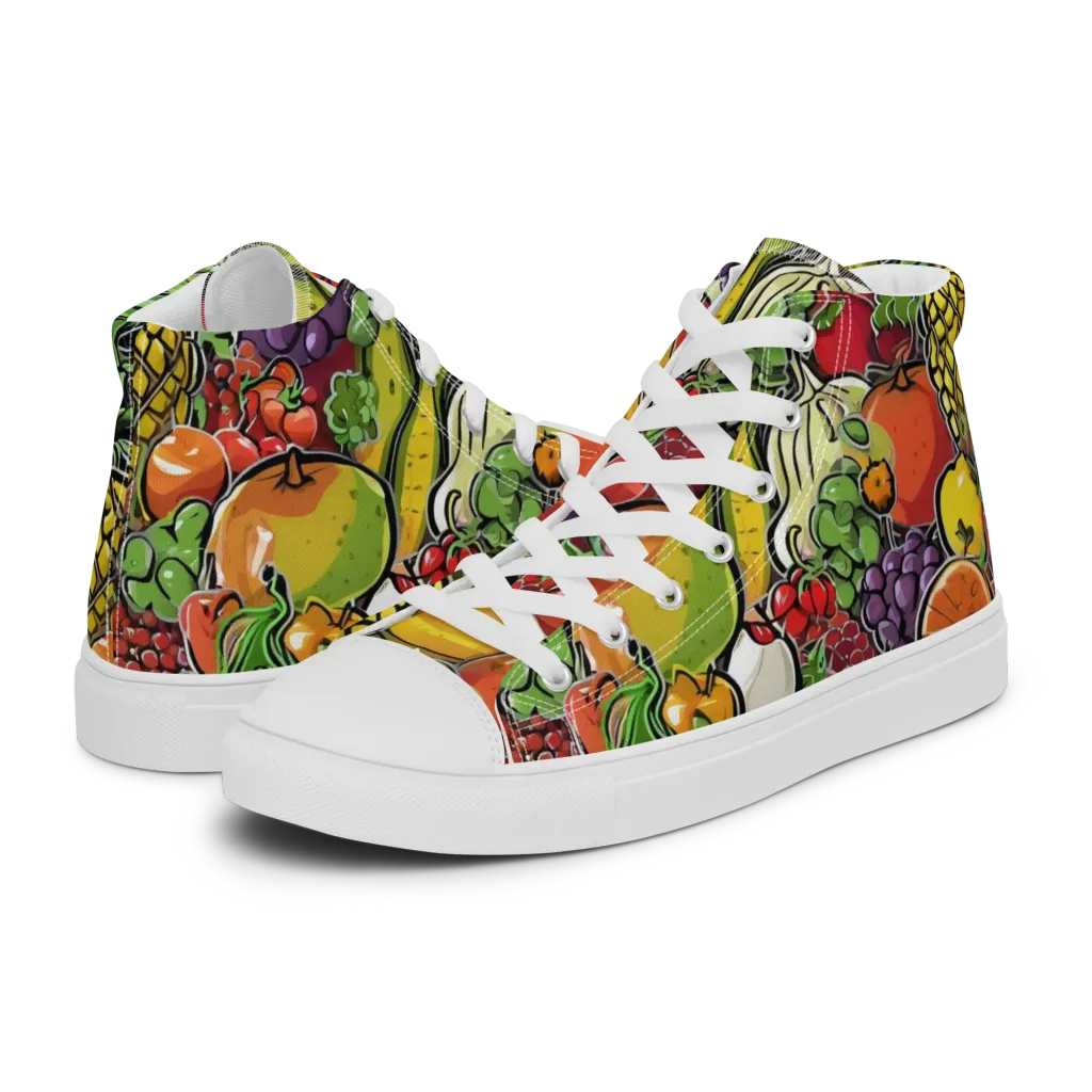 Tropical Market on Women's High Top Canvas Shoes — Left
