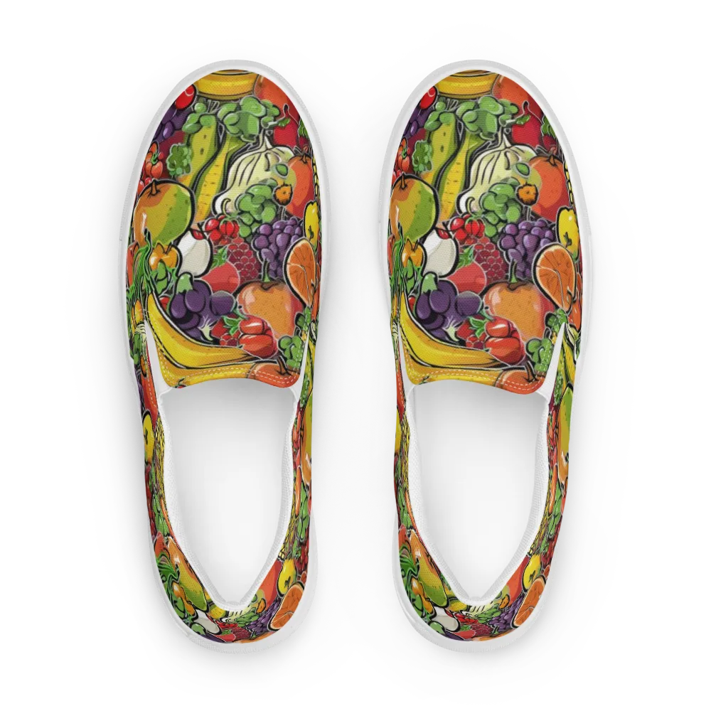 Tropical Market on Men's Slip-On Canvas Shoes — Front