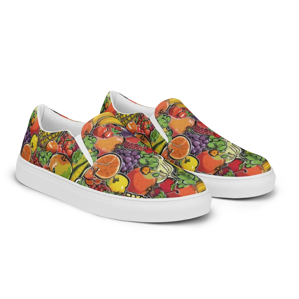 Tropical Market on Men's Slip-On Canvas Shoes — Right Front