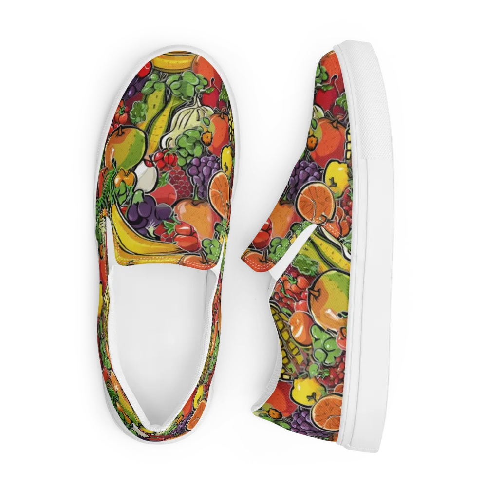 Tropical Market on Men's Slip-On Canvas Shoes — Front
