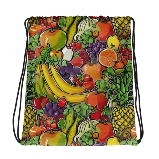 Tropical Market on a Drawstring Bag
