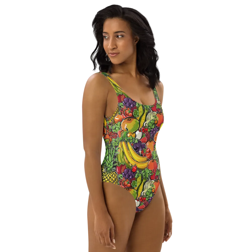 Tropical Market on One-Piece Swimsuit — Right