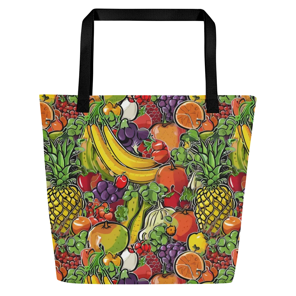 Tropical Market on Large Tote Bag W/ Pocket — Front
