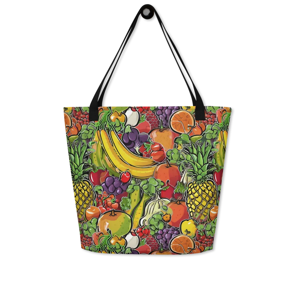 Tropical Market on Large Tote Bag W/ Pocket — Front