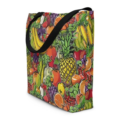 Tropical Market on a Large Tote Bag W/ Pocket