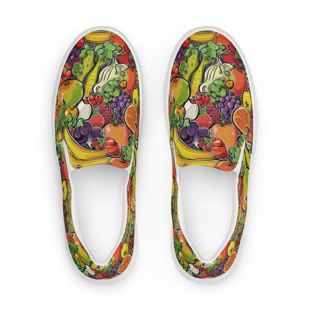 Tropical Market on Women's Slip-On Canvas Shoes — Front