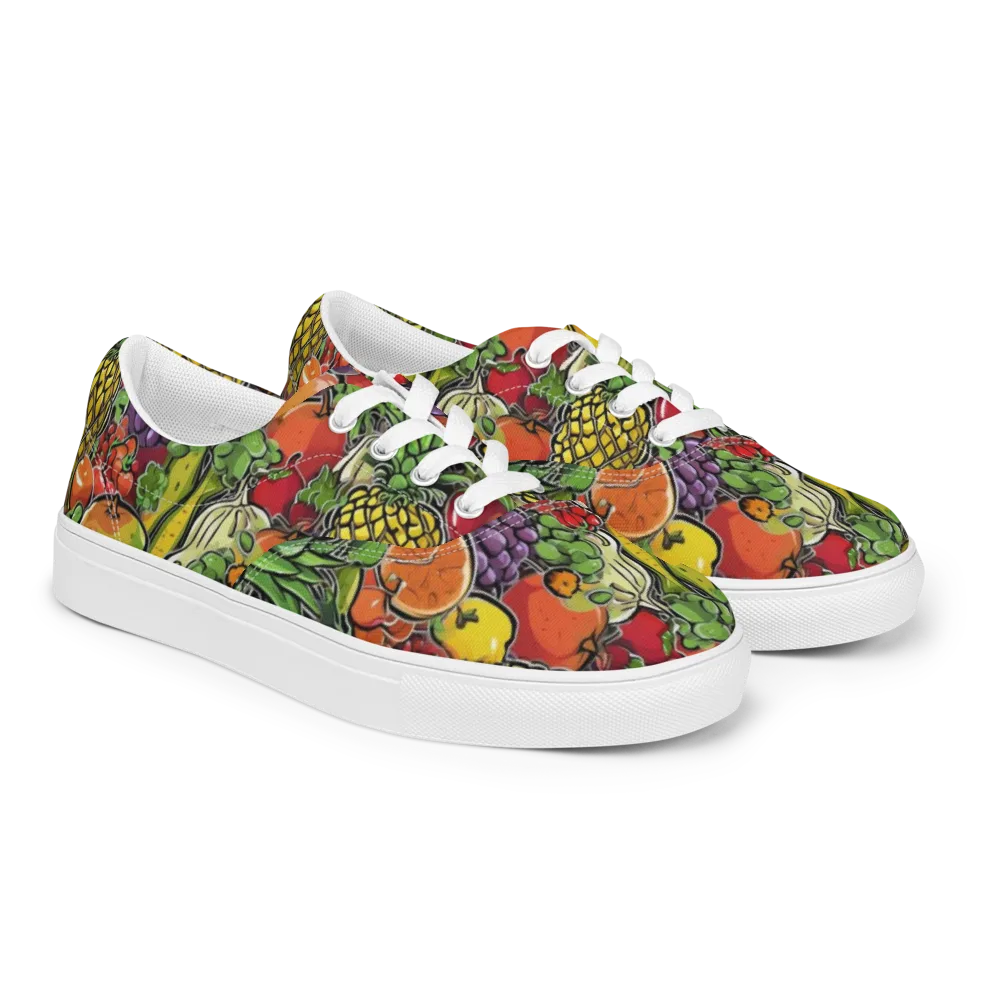 Tropical Market on Men's Lace-Up Canvas Shoes — Right Front