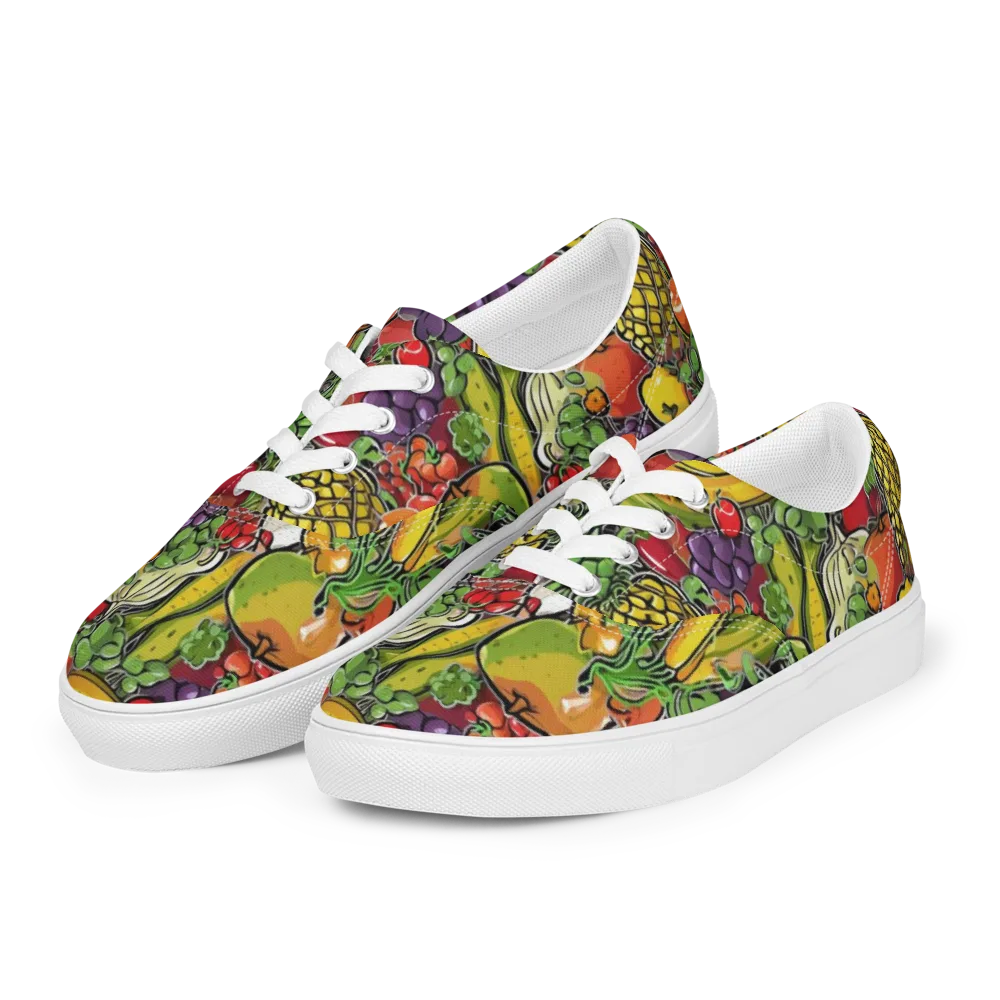 Tropical Market on Men's Lace-Up Canvas Shoes — Left Front