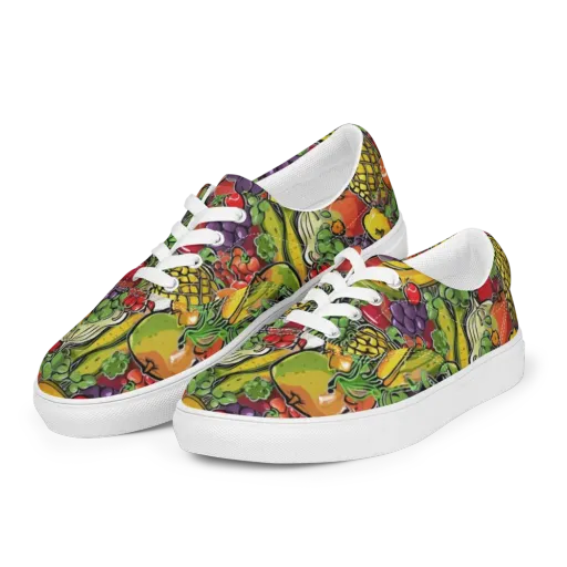 Tropical Market on a Men's Lace-Up Canvas Shoes