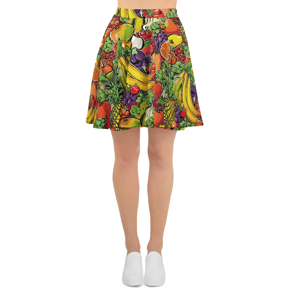 Tropical Market on Skater Skirt — Front