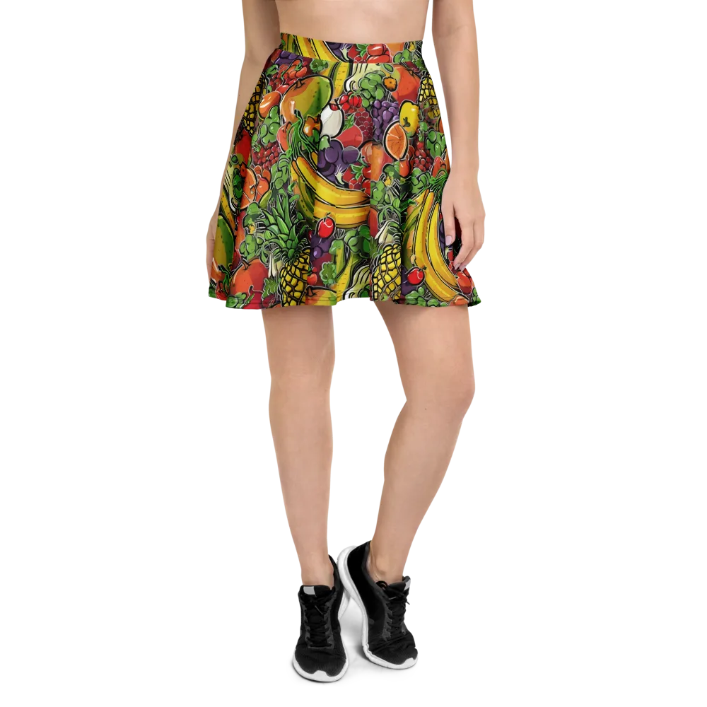 Tropical Market on Skater Skirt — Front