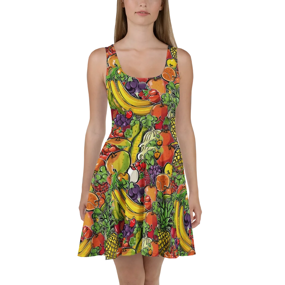 Tropical Market on Skater Dress — Front
