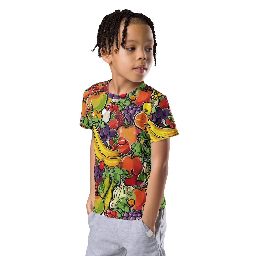 Tropical Market on Kids Crew Neck T-Shirt — Left Front