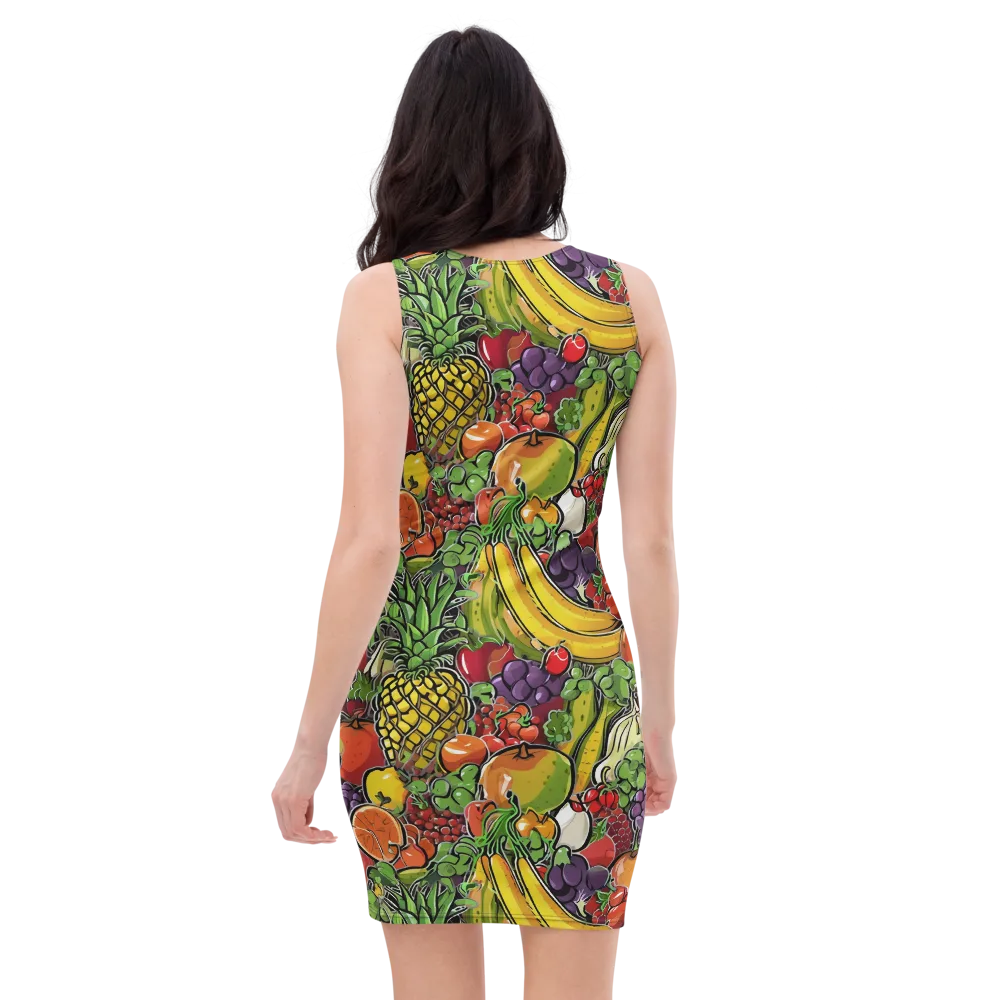 Tropical Market on Bodycon Dress — Back