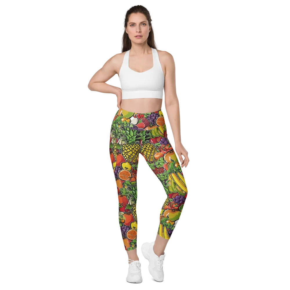 Tropical Market on Leggings with Pockets — Front