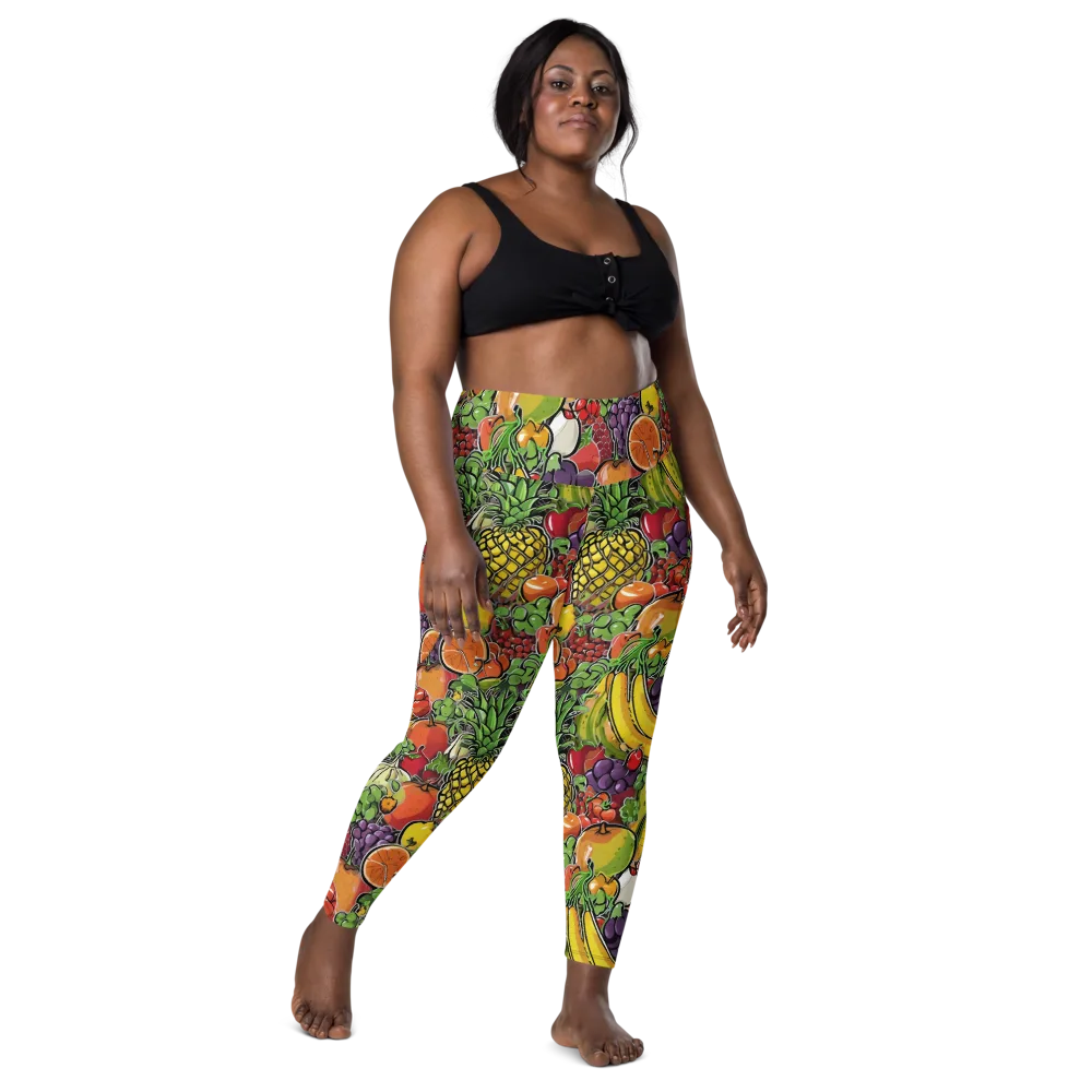 Tropical Market on Leggings with Pockets — Front