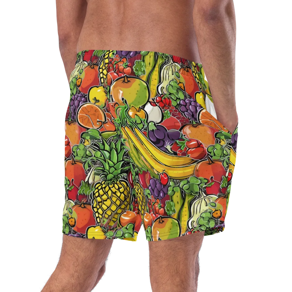 Tropical Market on Swim Trunks — Right Back