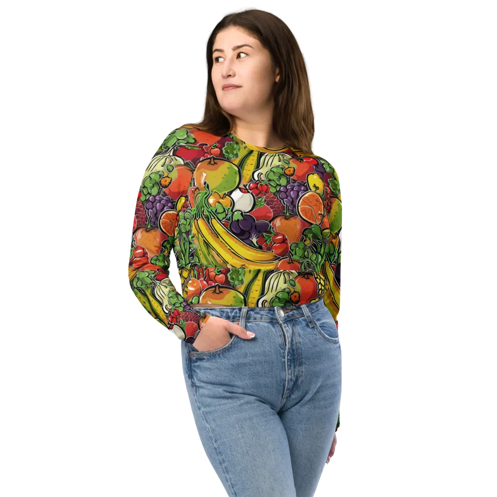 Tropical Market on Long Sleeve Crop Top — Front