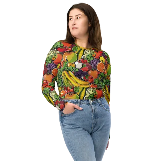 Tropical Market on a Long Sleeve Crop Top