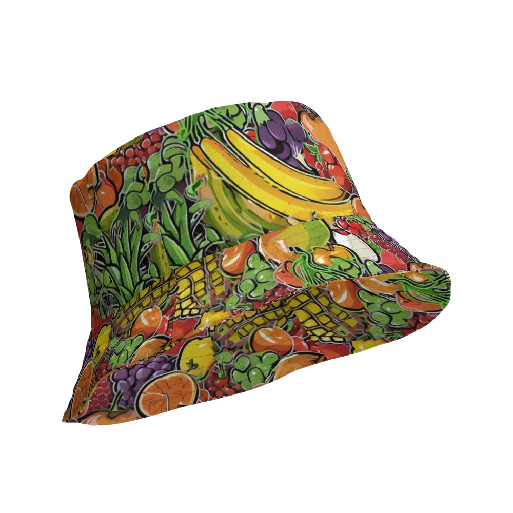 Tropical Market on Reversible Bucket Hat — Product details Outside
