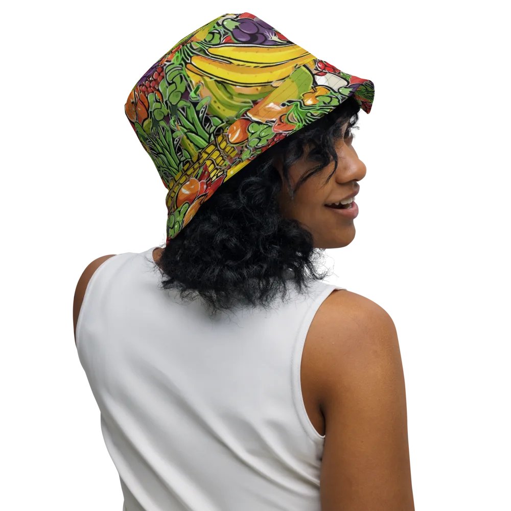 Tropical Market on Reversible Bucket Hat — Right Outside