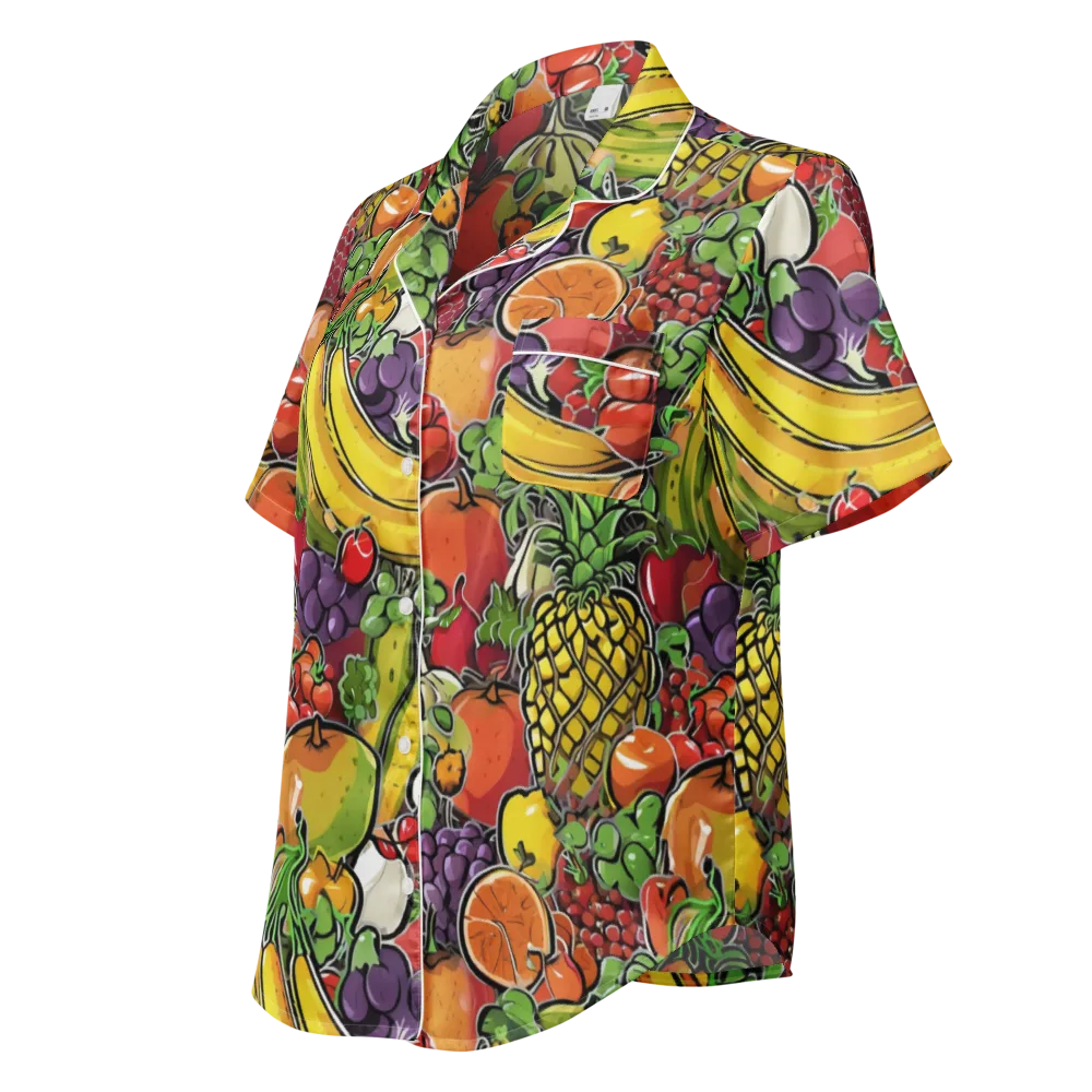 Tropical Market on Women's Short Sleeve Pajama Top — Left Front