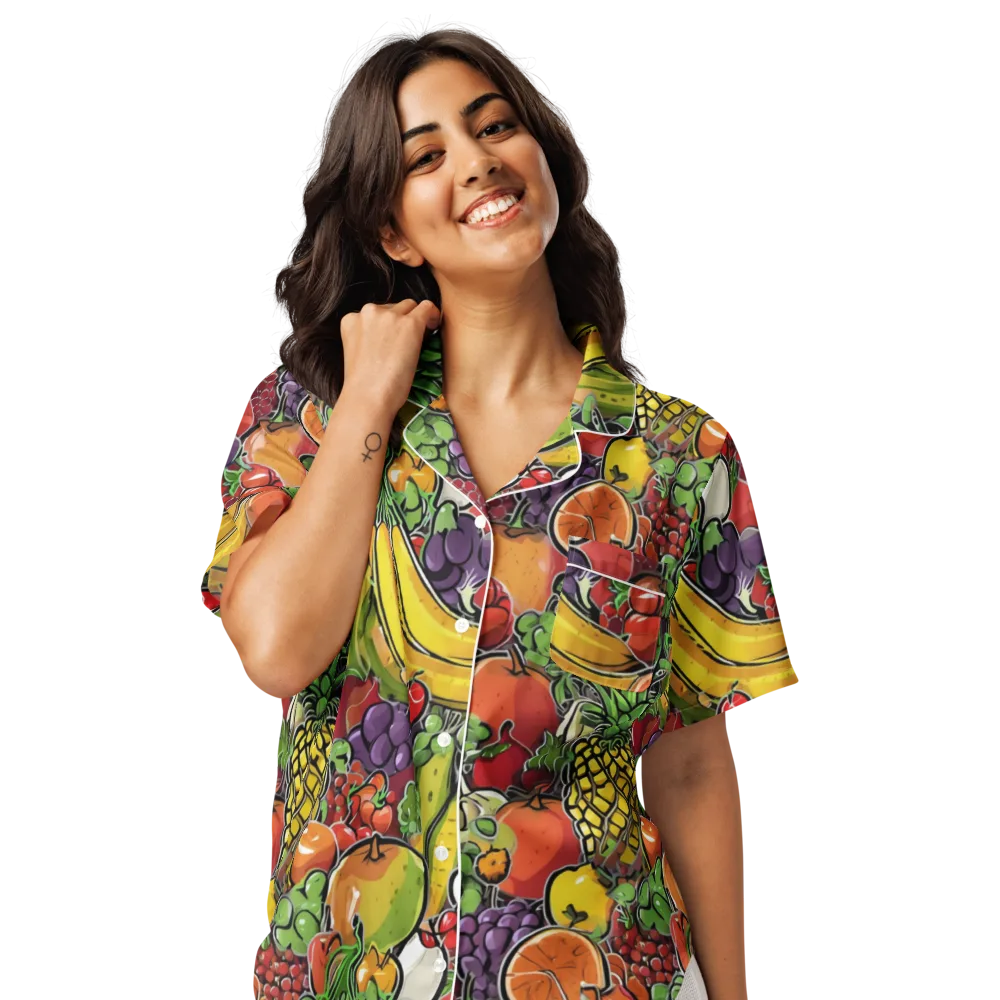 Tropical Market on Women's Short Sleeve Pajama Top — Front