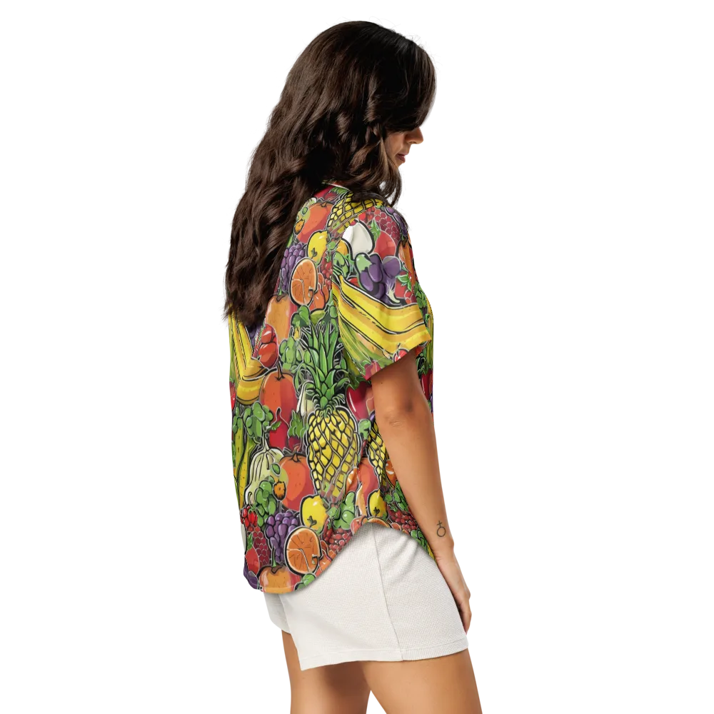 Tropical Market on Women's Short Sleeve Pajama Top — Right Back