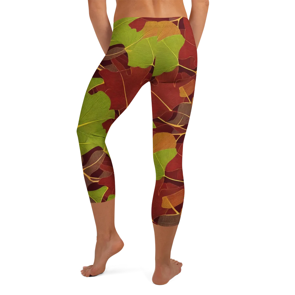 Ginkgo Grove on Capri Leggings — Back