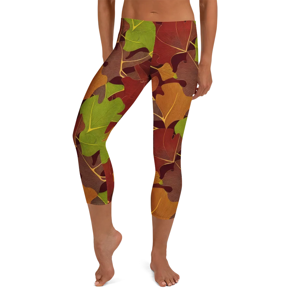 Ginkgo Grove on Capri Leggings — Front