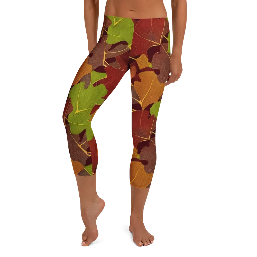 Ginkgo Grove on Capri Leggings — Front