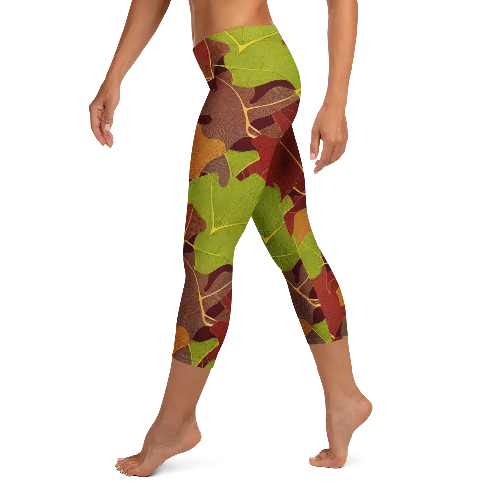 Ginkgo Grove on Capri Leggings — Left