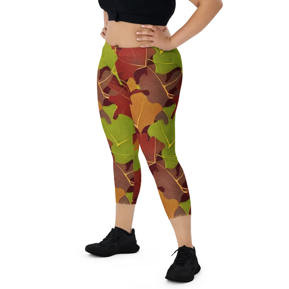 Ginkgo Grove on Capri Leggings — Front
