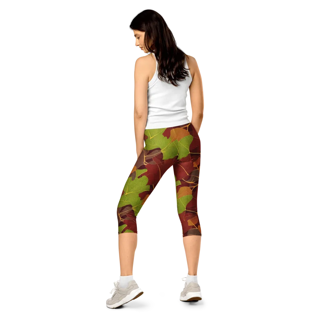 Ginkgo Grove on Capri Leggings — Back