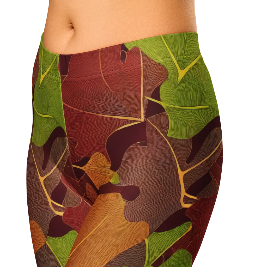 Ginkgo Grove on Capri Leggings — Zoomed-in