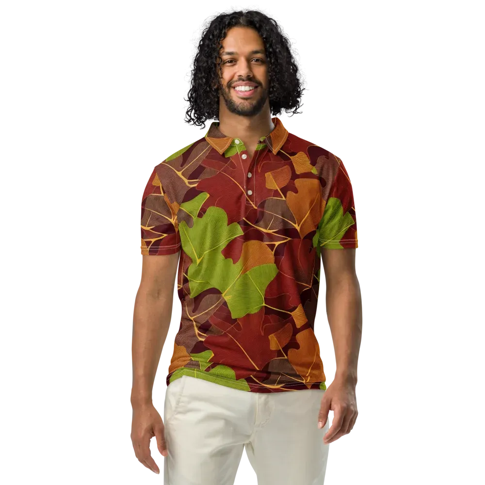 Ginkgo Grove on Men's Slim Fit Polo Shirt — Front