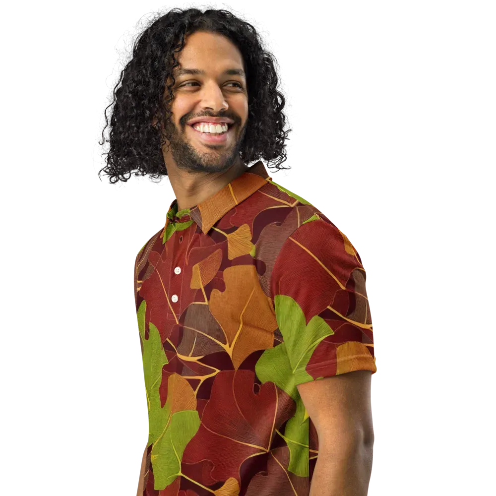 Ginkgo Grove on Men's Slim Fit Polo Shirt — Left Front