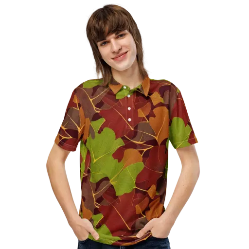 Ginkgo Grove on a Men's Slim Fit Polo Shirt