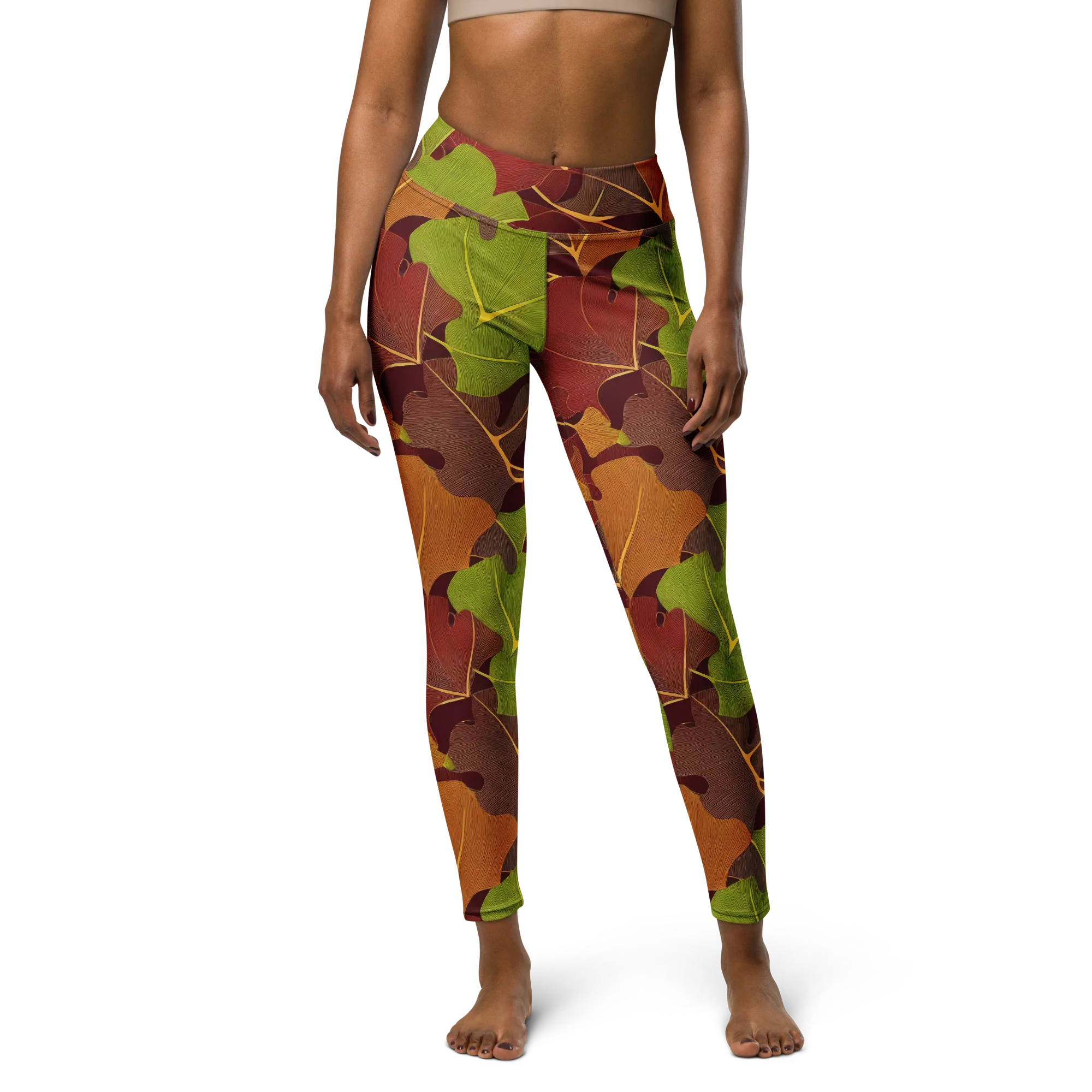 Ginkgo Grove on Yoga Leggings — Front