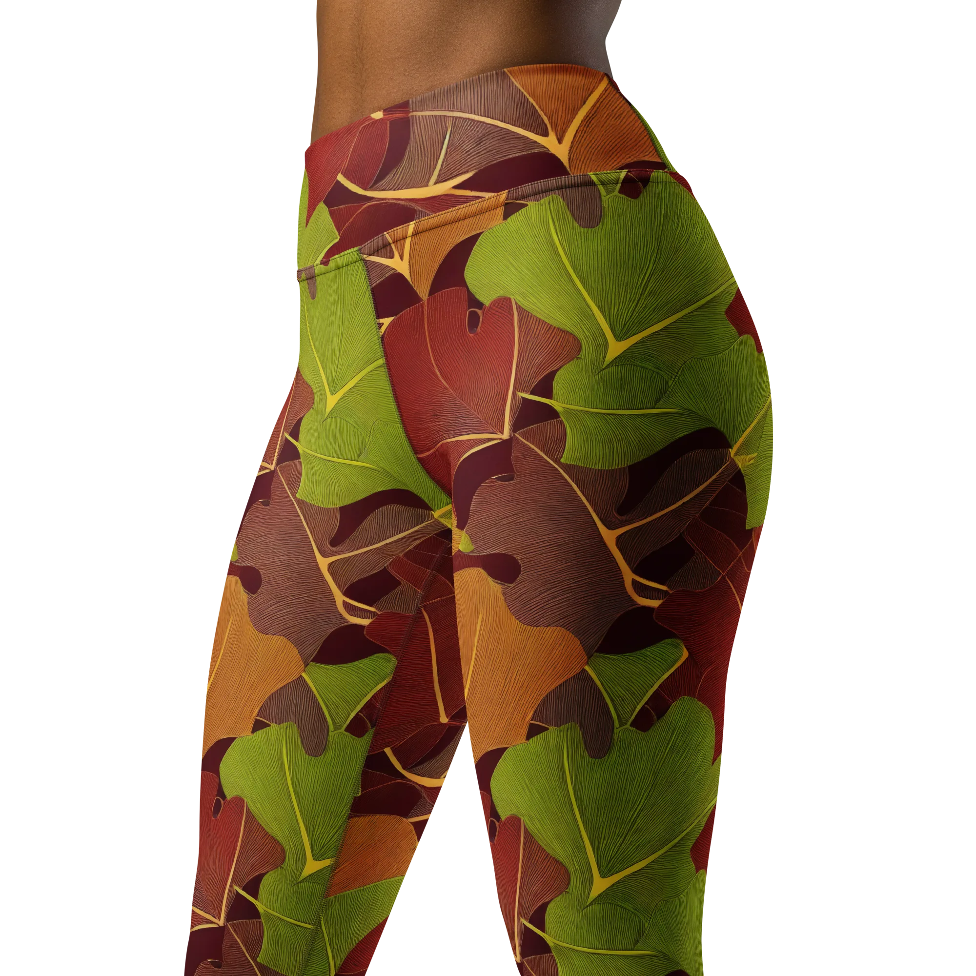 Ginkgo Grove on Yoga Leggings — Left Front