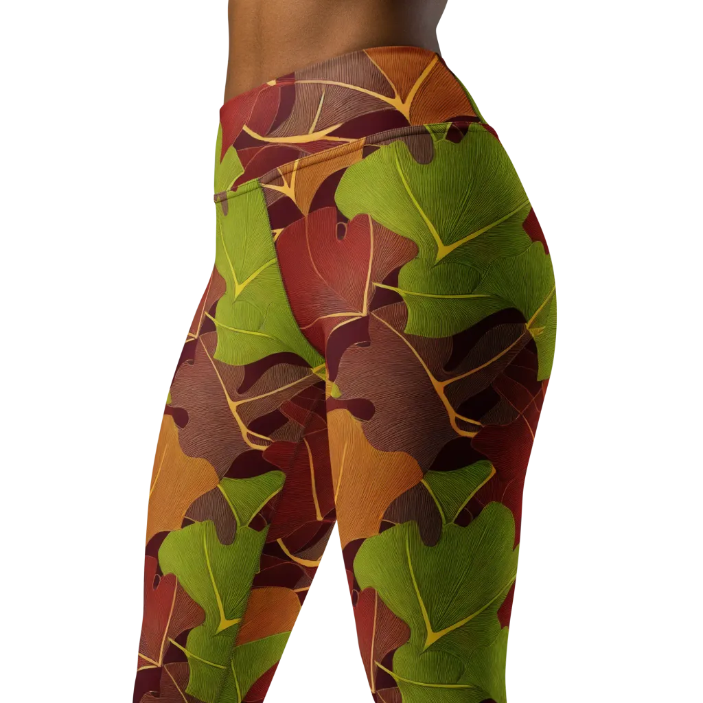 Ginkgo Grove on Yoga Leggings — Left Front