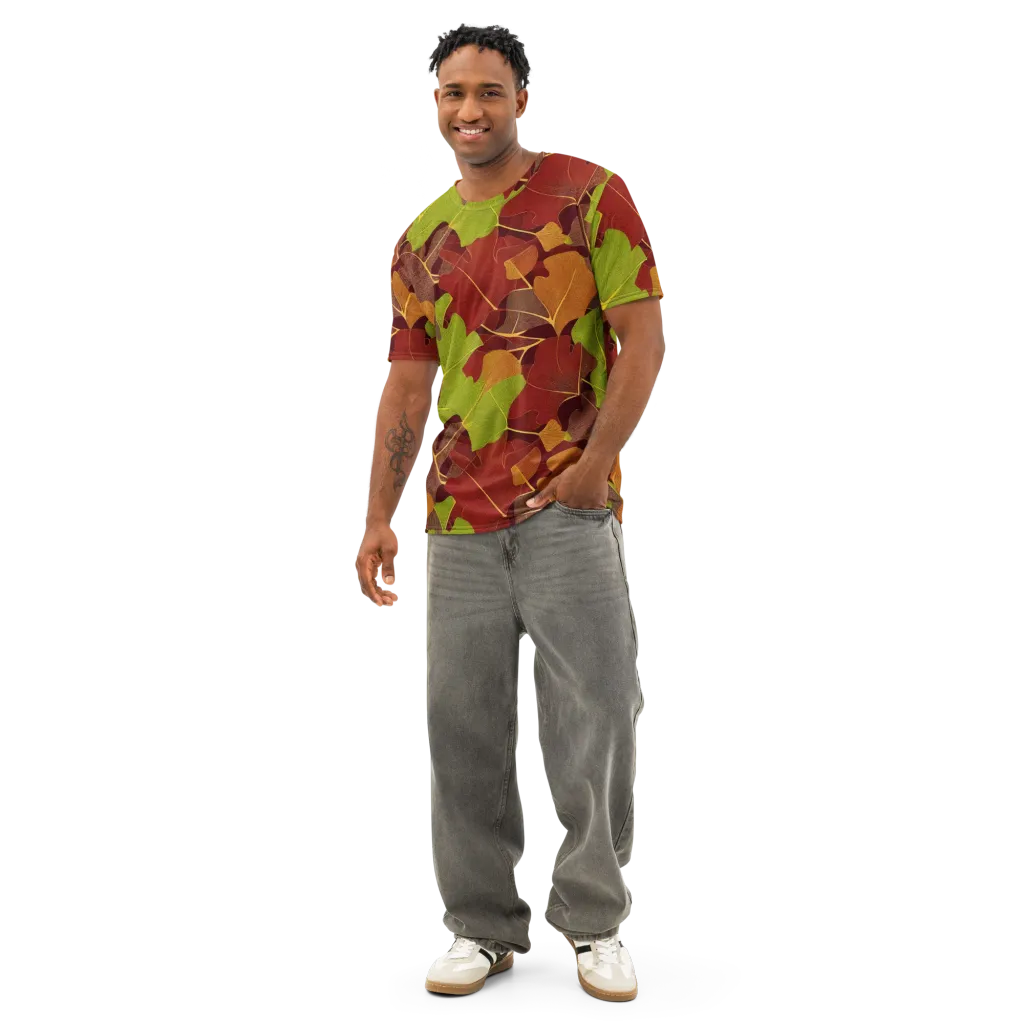 Ginkgo Grove on Men's Cotton Crew Neck T-Shirt — Front