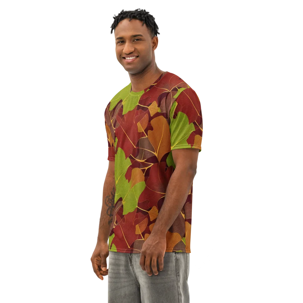 Ginkgo Grove on Men's Cotton Crew Neck T-Shirt — Left Front