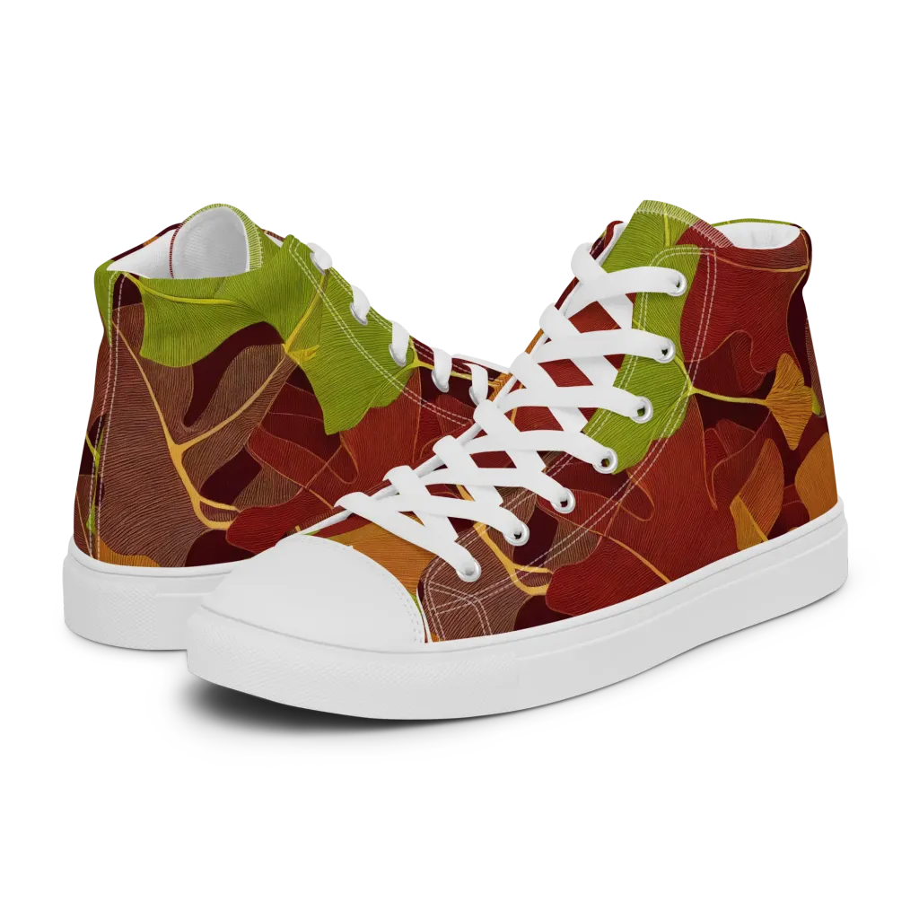 Ginkgo Grove on Men's High Top Canvas Shoes — Left