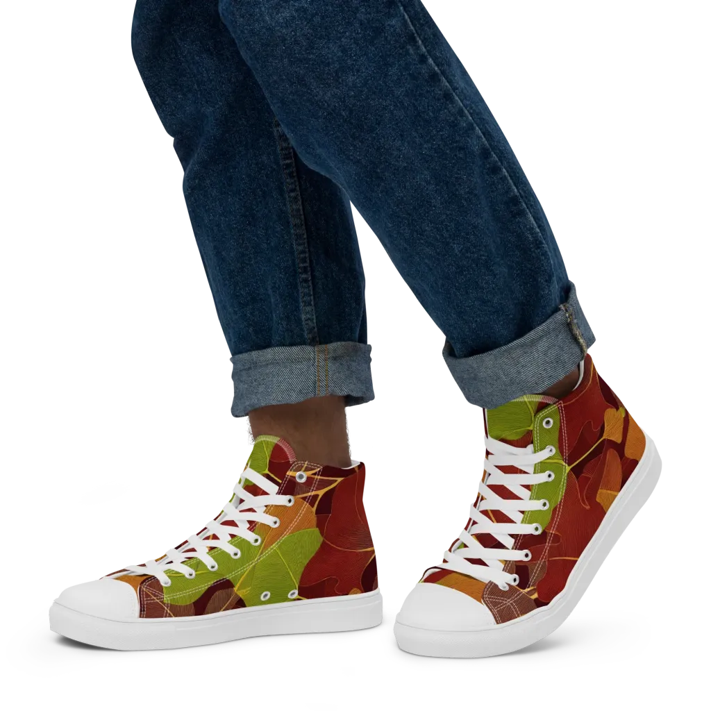 Ginkgo Grove on Men's High Top Canvas Shoes — Left