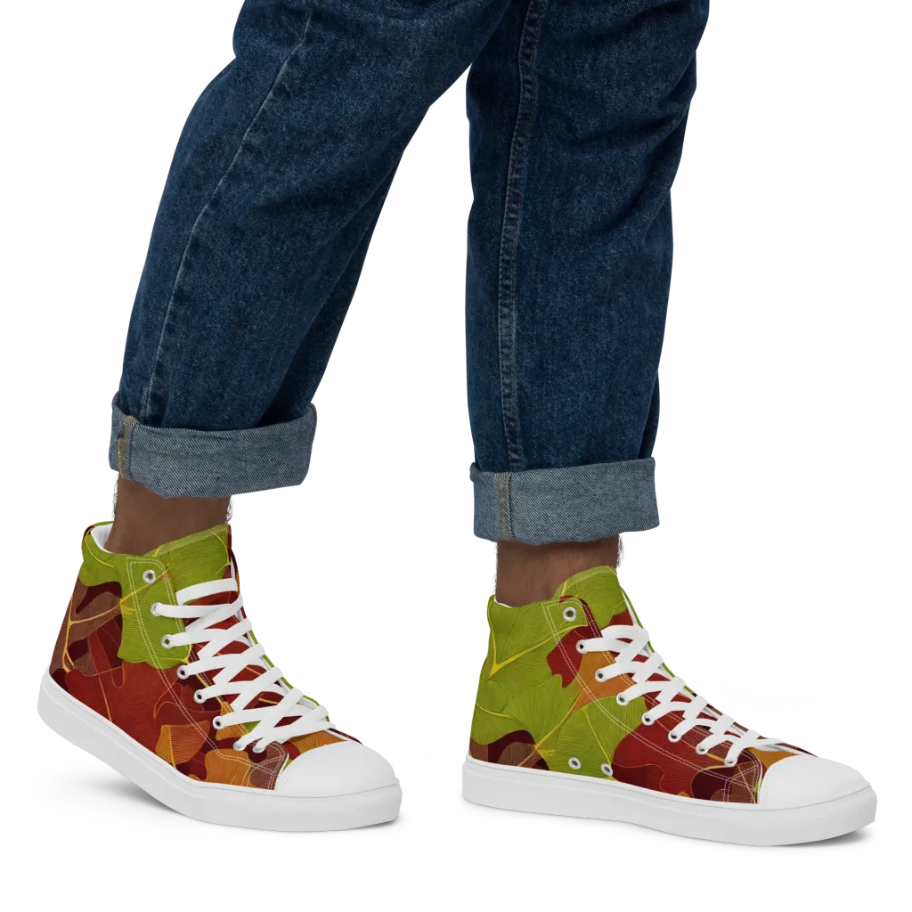 Ginkgo Grove on Men's High Top Canvas Shoes — Right
