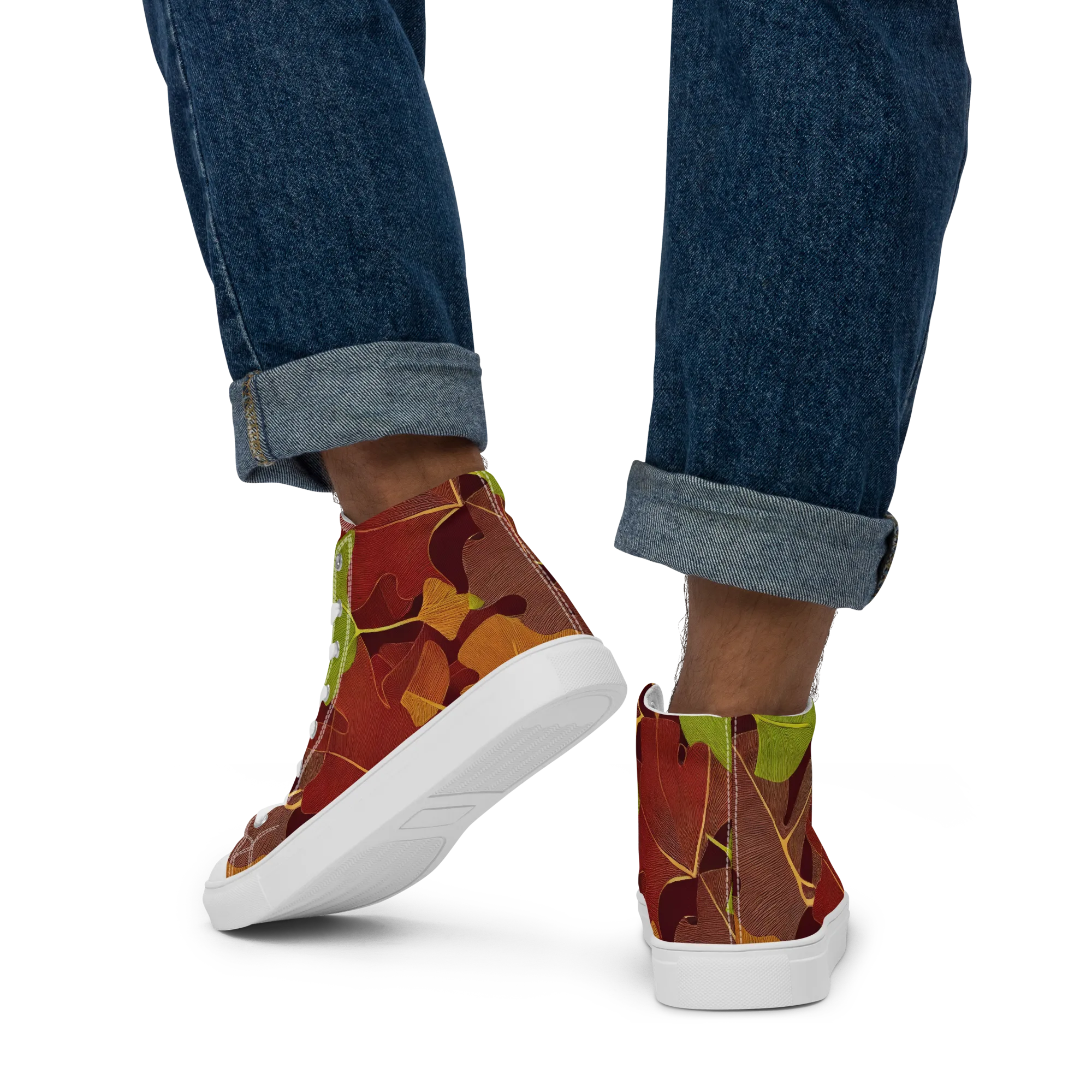 Ginkgo Grove on Men's High Top Canvas Shoes — Back