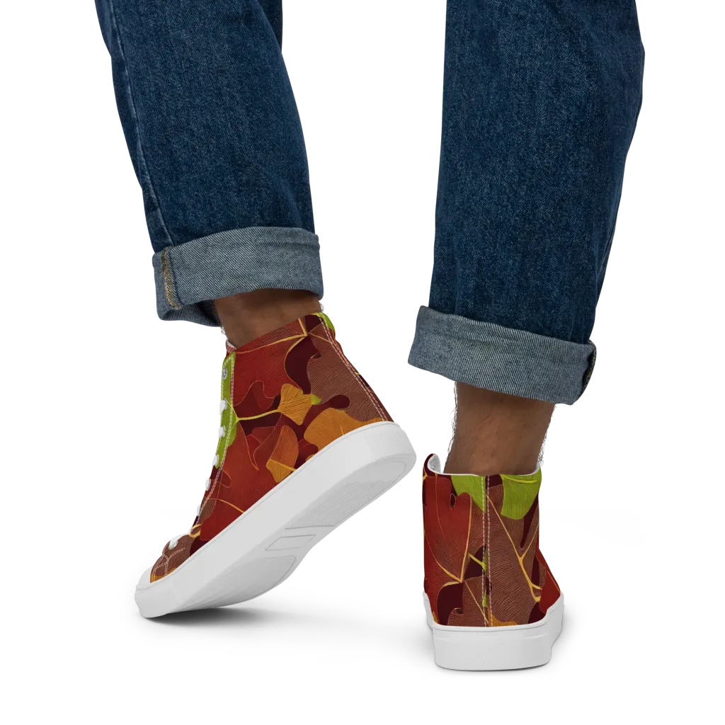 Ginkgo Grove on Men's High Top Canvas Shoes — Back